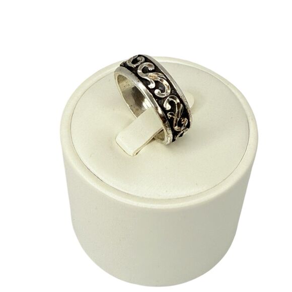 VTG Wheeler Sterling Silver Swirl Band Ring SZ 8.5 925 Diamond Cut Oxidized Mens - Picture 3 of 16